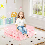 Costway Matelas de sol pliable pour enfants phosphorescent Tapis de sieste pliant en trois couleurs vives/gris/rose