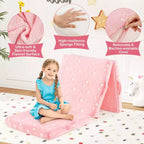 Costway Matelas de sol pliable pour enfants phosphorescent Tapis de sieste pliant en trois couleurs vives/gris/rose