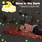 Costway Matelas de sol pliable pour enfants phosphorescent Tapis de sieste pliant en trois couleurs vives/gris/rose