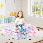 Costway Matelas de sol pliable pour enfants phosphorescent Tapis de sieste pliant en trois couleurs vives/gris/rose