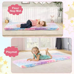 Costway Matelas de sol pliable pour enfants phosphorescent Tapis de sieste pliant en trois couleurs vives/gris/rose