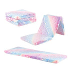 Costway Foldable Floor Mattress for Kids Glow in the Dark Toddler Nap Mat Tri-Folding Colorful/Grey/Pink