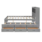Lit plateforme Whisen pleine taille en bois avec lit gigogne, tiroirs et prises USB