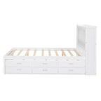 Lit plateforme Whisen pleine taille en bois avec lit gigogne, tiroirs et prises USB