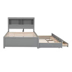 Lit plateforme Whisen pleine taille en bois avec lit gigogne, tiroirs et prises USB