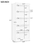 Bibliothèque en bois de 211,8 cm avec bande LED, étagères réglables à 5 niveaux et organisateur de rangement pour salon et bureau à domicile - ModernLuxe