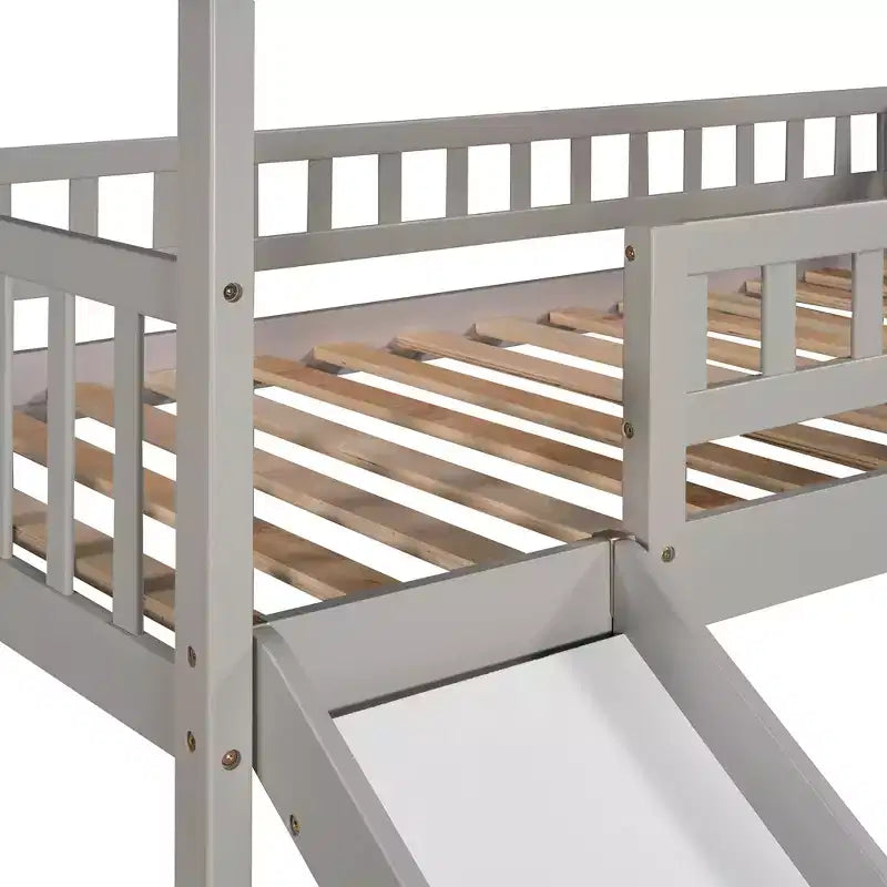 Whisen 94.20''L 93.30''W Lit Mezzanine en Bois Taille Jumeau avec Deux Tiroirs et Toboggan