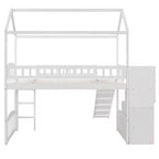 Whisen 94.20''L 93.30''W Lit Mezzanine en Bois Taille Jumeau avec Deux Tiroirs et Toboggan