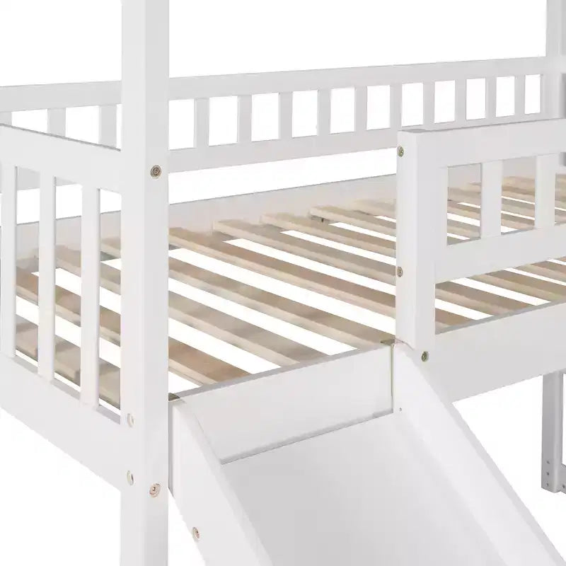 Whisen 94.20''L 93.30''W Lit Mezzanine en Bois Taille Jumeau avec Deux Tiroirs et Toboggan