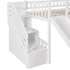 Whisen 94.20''L 93.30''W Lit Mezzanine en Bois Taille Jumeau avec Deux Tiroirs et Toboggan