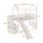 Whisen 94.20''L 93.30''W Lit Mezzanine en Bois Taille Jumeau avec Deux Tiroirs et Toboggan