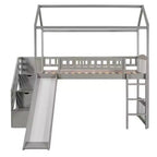 Whisen 94.20''L 93.30''W Lit Mezzanine en Bois Taille Jumeau avec Deux Tiroirs et Toboggan