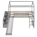 Whisen 94.20''L 93.30''W Lit Mezzanine en Bois Taille Jumeau avec Deux Tiroirs et Toboggan