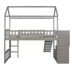 Whisen 94.20''L 93.30''W Lit Mezzanine en Bois Taille Jumeau avec Deux Tiroirs et Toboggan