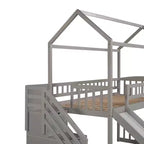 Whisen 94.20''L 93.30''W Lit Mezzanine en Bois Taille Jumeau avec Deux Tiroirs et Toboggan