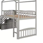 Whisen 94.20''L 93.30''W Lit Mezzanine en Bois Taille Jumeau avec Deux Tiroirs et Toboggan
