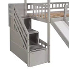 Whisen 94.20''L 93.30''W Lit Mezzanine en Bois Taille Jumeau avec Deux Tiroirs et Toboggan