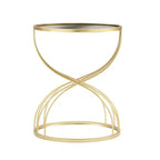 Table d'appoint moderne Table de chevet ronde Table basse Table de nuit avec cadre en métal doré et plateau miroir noir-ModernLuxe