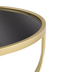 Table d'appoint moderne Table de chevet ronde Table basse Table de nuit avec cadre en métal doré et plateau miroir noir-ModernLuxe