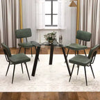 Lot de 2 chaises de salle à manger Costway avec revêtement en cuir PU, assise en éponge, design cascade, marron/vert