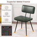 Lot de 2 chaises de salle à manger Costway avec revêtement en cuir PU, assise en éponge, design cascade, marron/vert