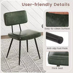 Lot de 2 chaises de salle à manger Costway avec revêtement en cuir PU, assise en éponge, design cascade, marron/vert