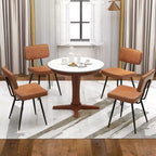 Lot de 2 chaises de salle à manger Costway avec revêtement en cuir PU, assise en éponge, design cascade, marron/vert