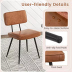 Lot de 2 chaises de salle à manger Costway avec revêtement en cuir PU, assise en éponge, design cascade, marron/vert