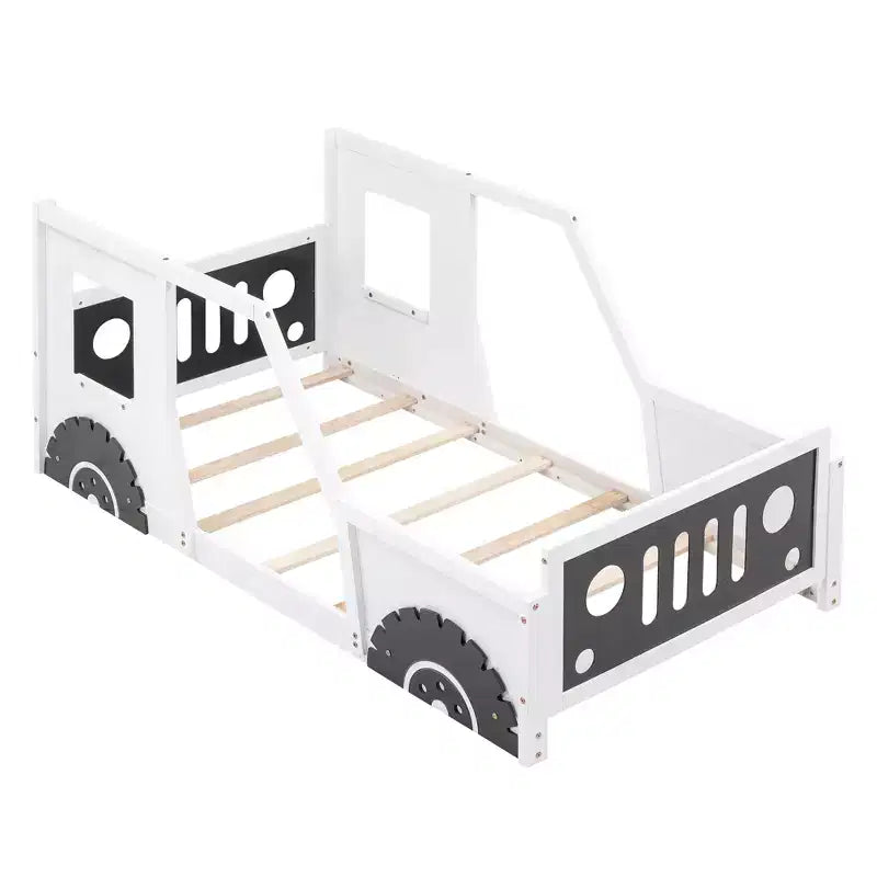 Lit plateforme Whisen en forme de voiture classique avec roues