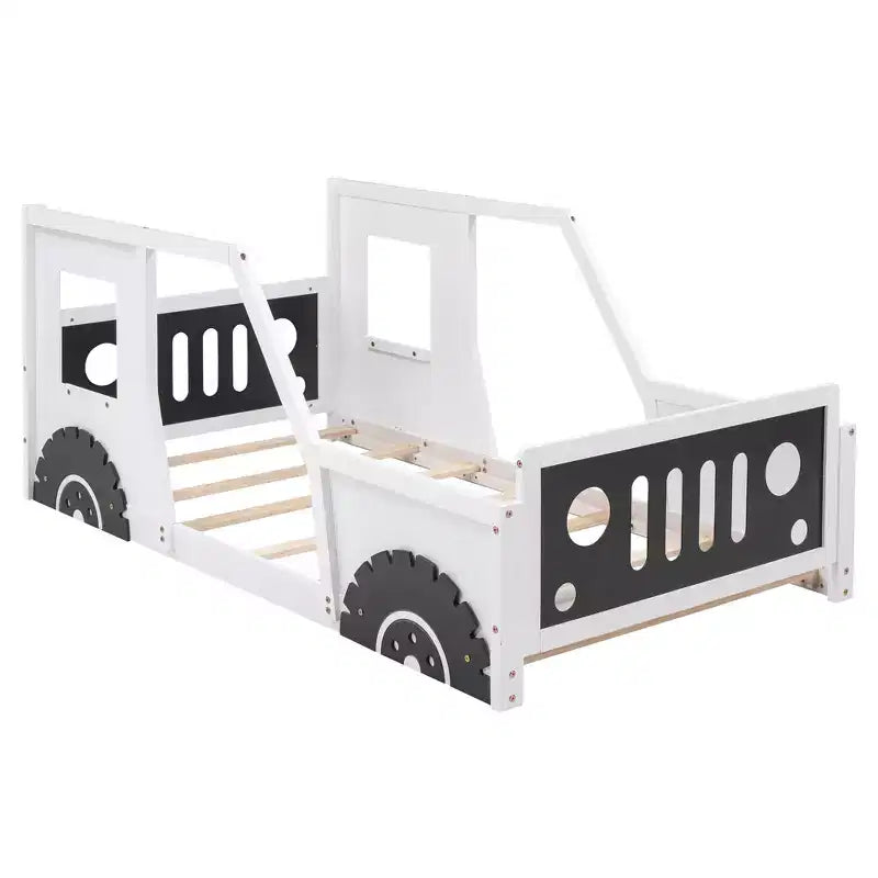 Lit plateforme Whisen en forme de voiture classique avec roues