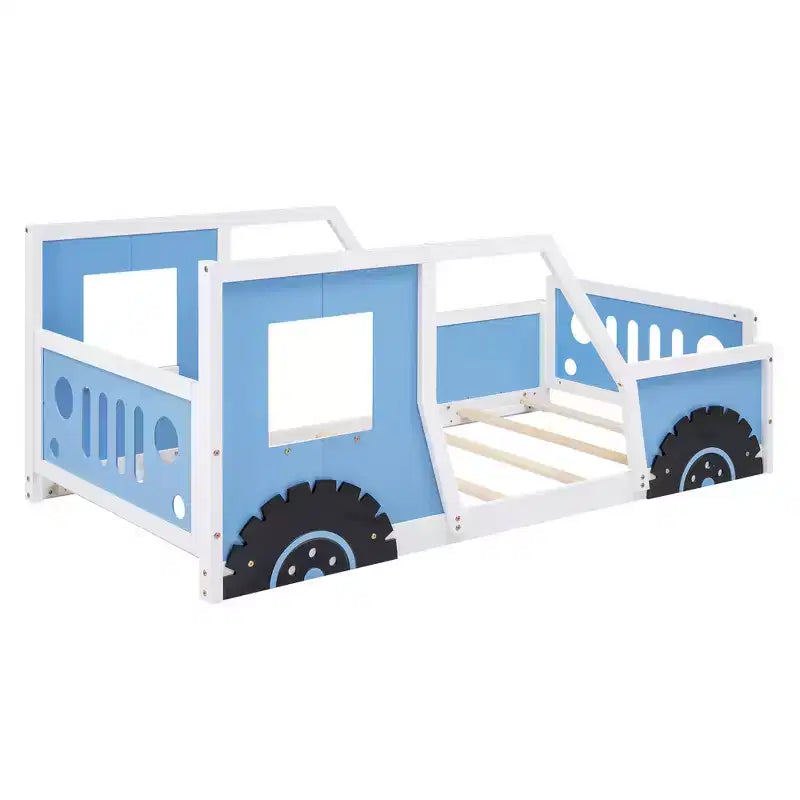 Lit plateforme Whisen en forme de voiture classique avec roues