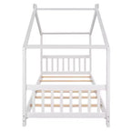 Lit plateforme double/grand, cadre de lit de jeu en bois en forme de maison avec tête de lit, pied de lit et design de toit - ModernLuxe
