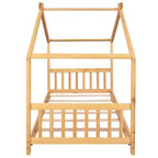 Lit plateforme double/grand, cadre de lit de jeu en bois en forme de maison avec tête de lit, pied de lit et design de toit - ModernLuxe