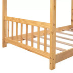 Lit plateforme double/grand, cadre de lit de jeu en bois en forme de maison avec tête de lit, pied de lit et design de toit - ModernLuxe