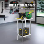 Table de préparation en acier inoxydable VEVOR, 61 x 46 x 86 cm, capacité de charge de 290 kg, table de travail métallique robuste avec 3 niveaux de hauteur réglables