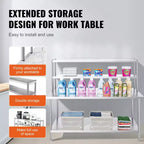 VEVOR Double Étagère supérieure, Double Étagère supérieure en Acier Inoxydable, Étagère supérieure à Double Niveau de 30,5 x 182,9 cm, Étagère supérieure de Table de Préparation Réglable en Hauteur