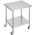 VEVOR Stainless Steel Work Table 30 x 18 x 38 Inch, with 4 Wheels, 3 Adjustable Height Levels, Heavy Duty Food Prep Worktable, Silver