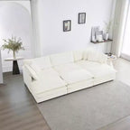 Optimisez Votre Confort : Canapé Modulable en U à Assise Profonde - 6 Places, 3 Ottomans, 5 Coussins pour une Détente Ultime