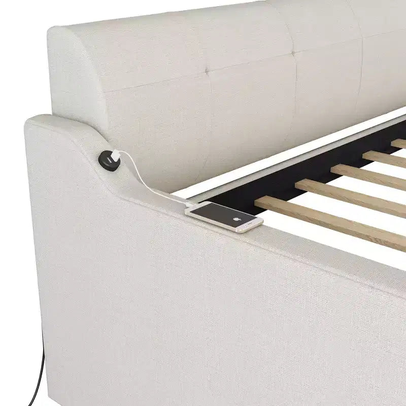 Lit de repos Whisen Upholstery avec lit gigogne relevable et port de charge USB