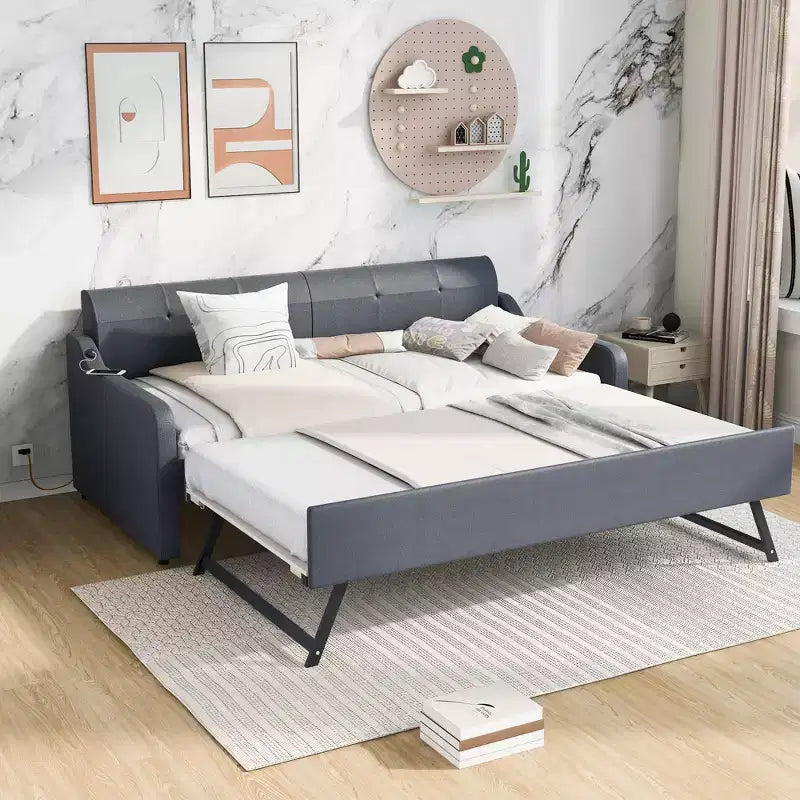 Lit de repos Whisen Upholstery avec lit gigogne relevable et port de charge USB