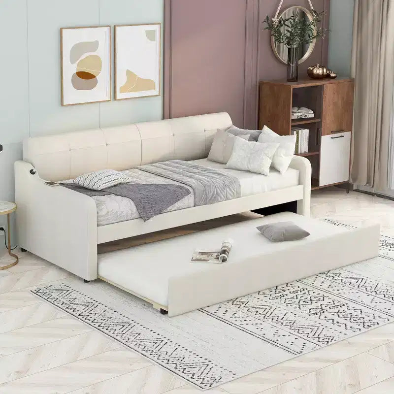 Lit de repos Whisen Upholstery avec lit gigogne relevable et port de charge USB