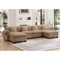 Massive U-Shaped Sectional Sofa, Cloud-Soft Couch with Storage Seats & Ottomans, 4-Seater Deep Seating Modular U Couch