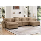Massive U-Shaped Sectional Sofa, Cloud-Soft Couch with Storage Seats & Ottomans, 4-Seater Deep Seating Modular U Couch