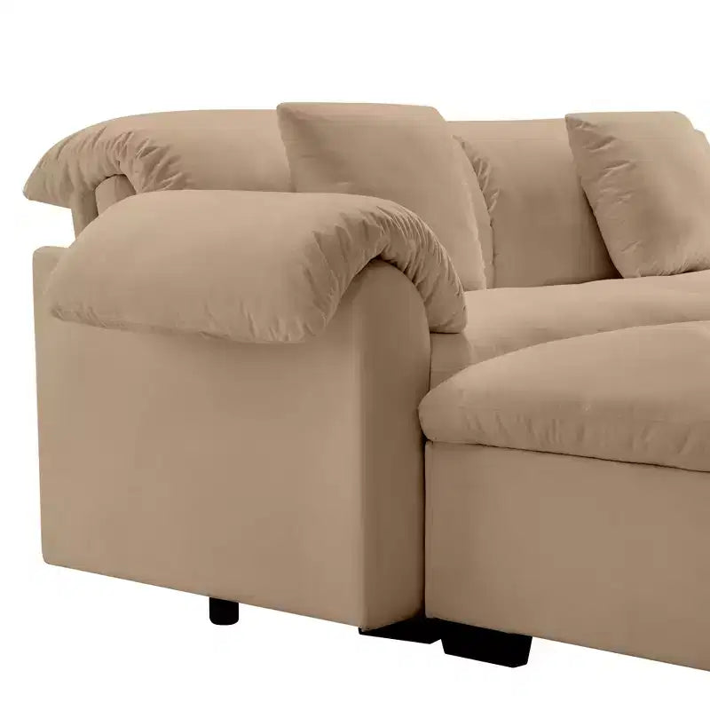 Grand canapé d'angle en U, canapé ultra-moelleux avec sièges de rangement et poufs, canapé modulaire en U à 4 places avec assise profonde