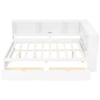 Lit de jour double en bois Whisen avec étagères de rangement, USB, LED et lit gigogne