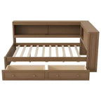 Lit de jour double en bois Whisen avec étagères de rangement, USB, LED et lit gigogne