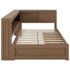 Lit de jour double en bois Whisen avec étagères de rangement, USB, LED et lit gigogne