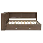 Lit de jour double en bois Whisen avec étagères de rangement, USB, LED et lit gigogne
