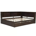 Lit de jour double en bois Whisen avec étagères de rangement, USB, LED et lit gigogne