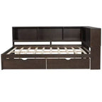 Lit de jour double en bois Whisen avec étagères de rangement, USB, LED et lit gigogne
